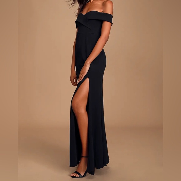 Lulu's Song of Love Black Off Shoulder Maxi Dress Extra Large XL NWT $110 - Picture 2 of 11